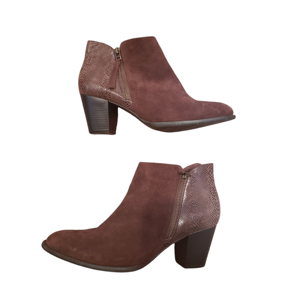 Vionic Anne Ankle Boots Java Snake Suede Size 12 … - image 4